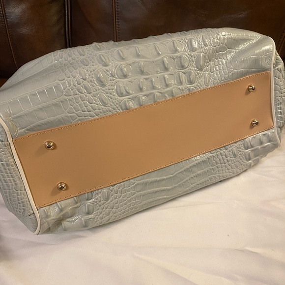 Brahmin Light Blue and Tan Croc-Embossed Shoulder Bag - Picture 7 of 10